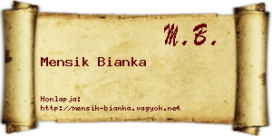 Mensik Bianka névjegykártya
